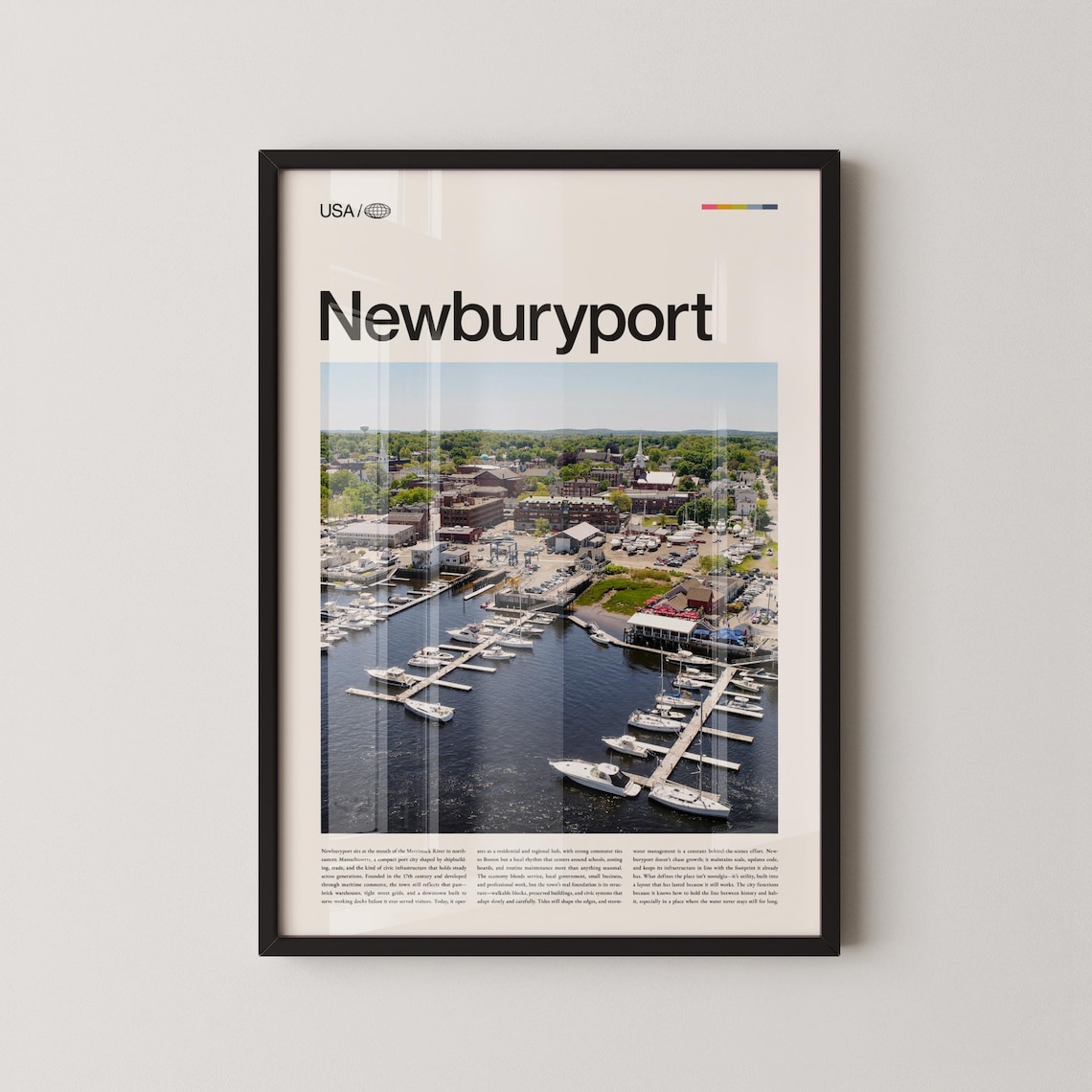 Newburyport Massachusetts Harbor Marina Vertical Travel Poster