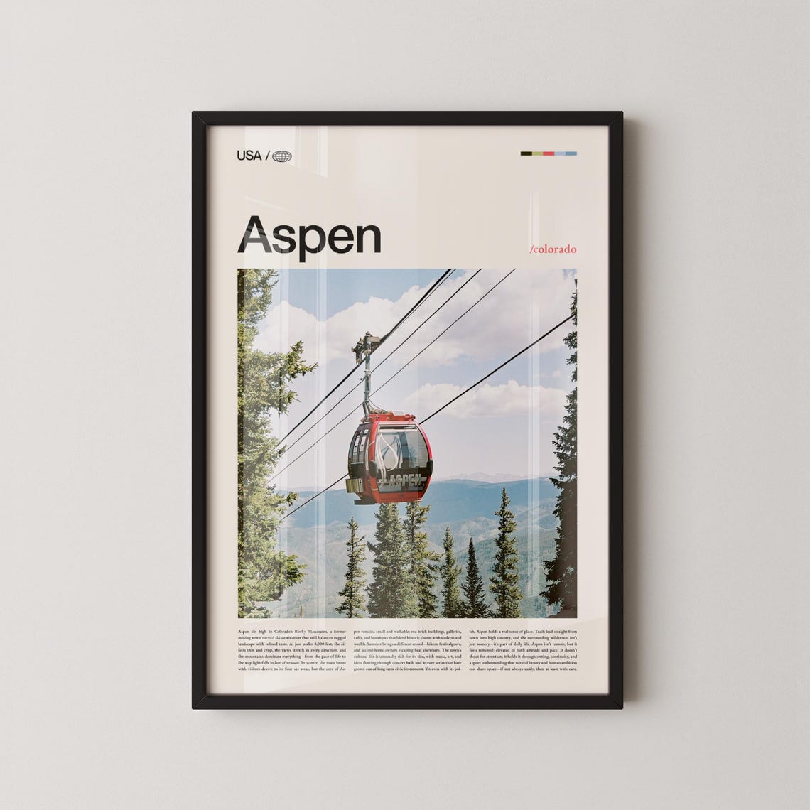 Aspen Colorado Red Mountain Gondola Pine Forest Photo Poster