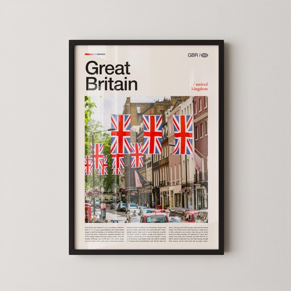 Great Britain London Union Jack Street City Travel Photo Poster
