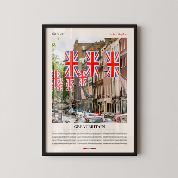 Great Britain London Union Jack Flags Street Travel Photo Poster