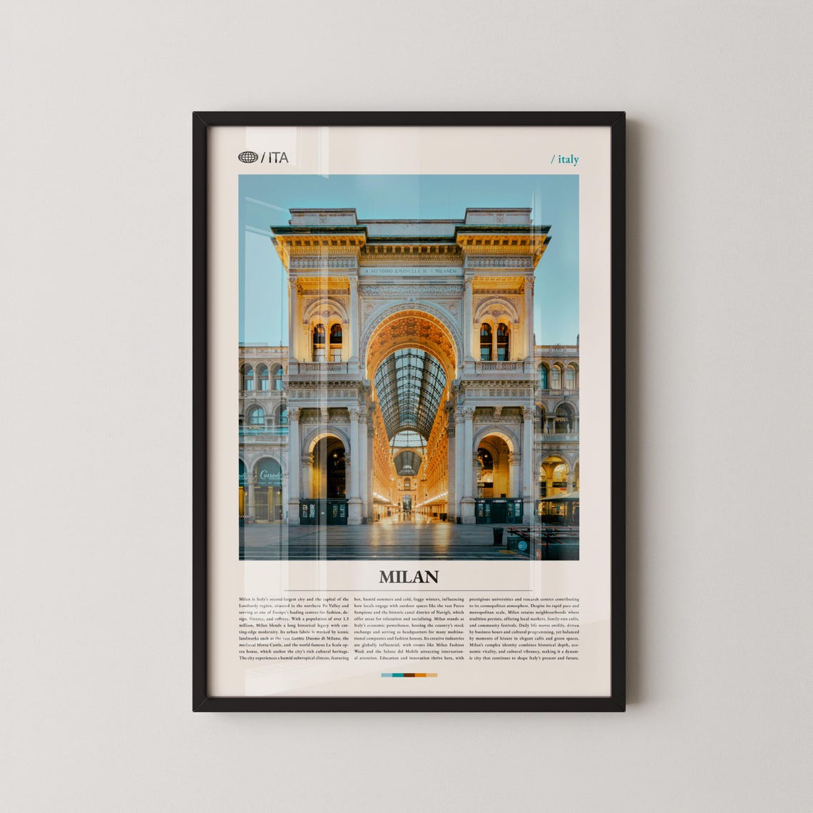 Milan Italy Galleria Vittorio Emanuele Golden Hour Photo Poster