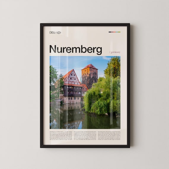 Nuremberg Germany Historic Old Town Riverscape Travel Poster