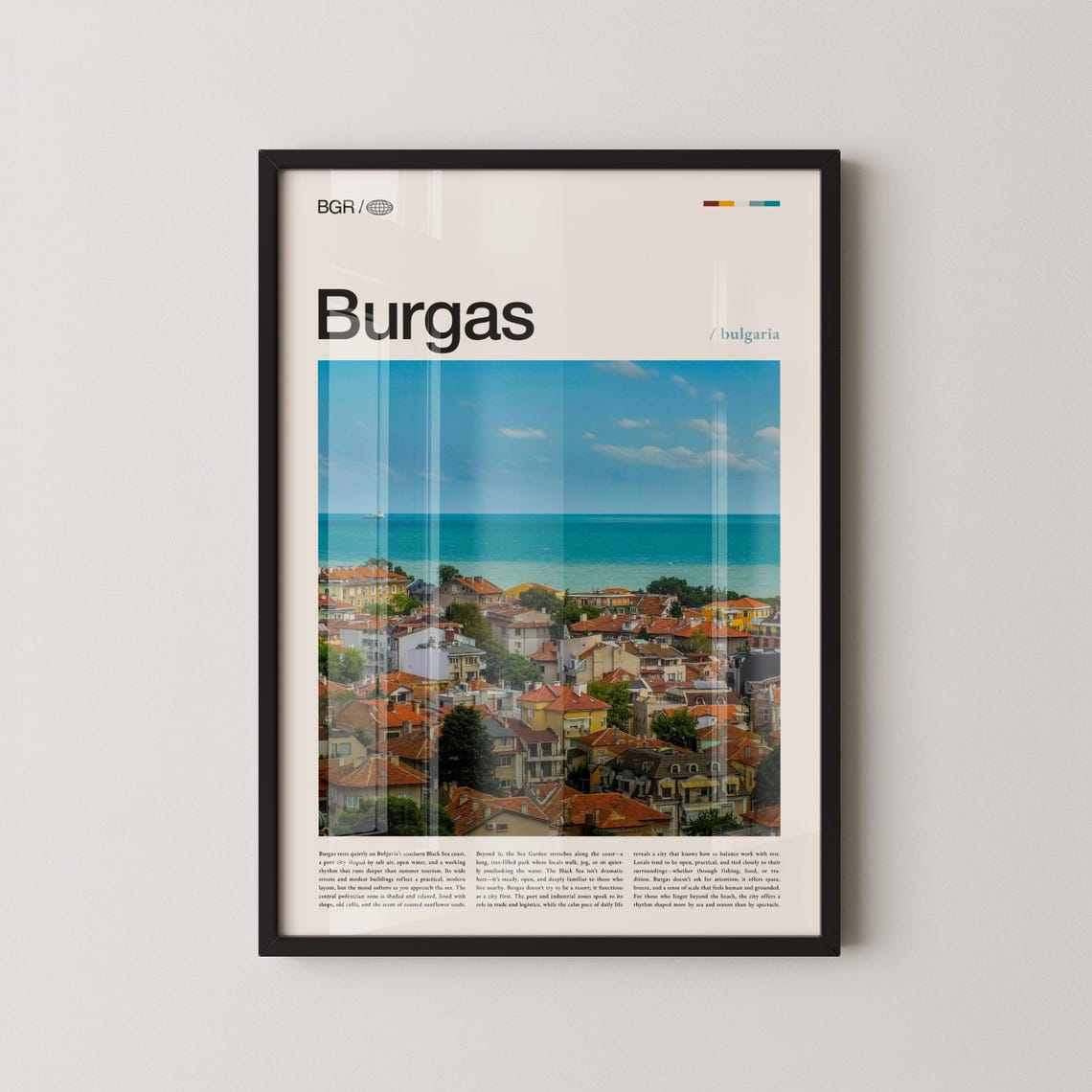 Burgas Bulgaria Old Town Coastline Red Roofs Scenic Travel Poster