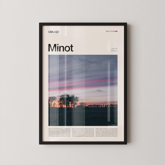 Minot North Dakota Prairie Sunset Sky Minimalist Photo Poster