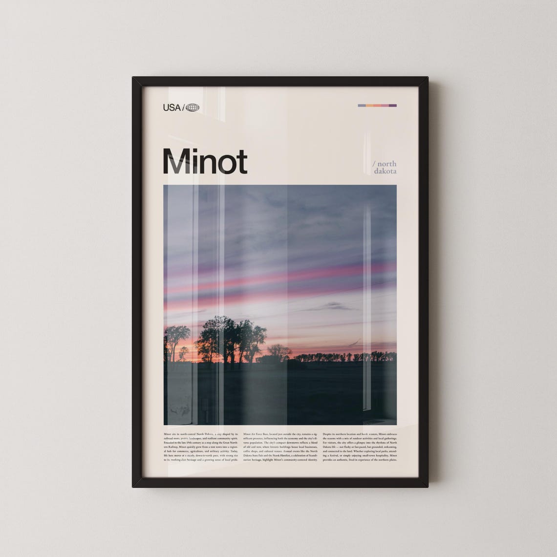 Minot North Dakota Prairie Sunset Sky Minimalist Photo Poster
