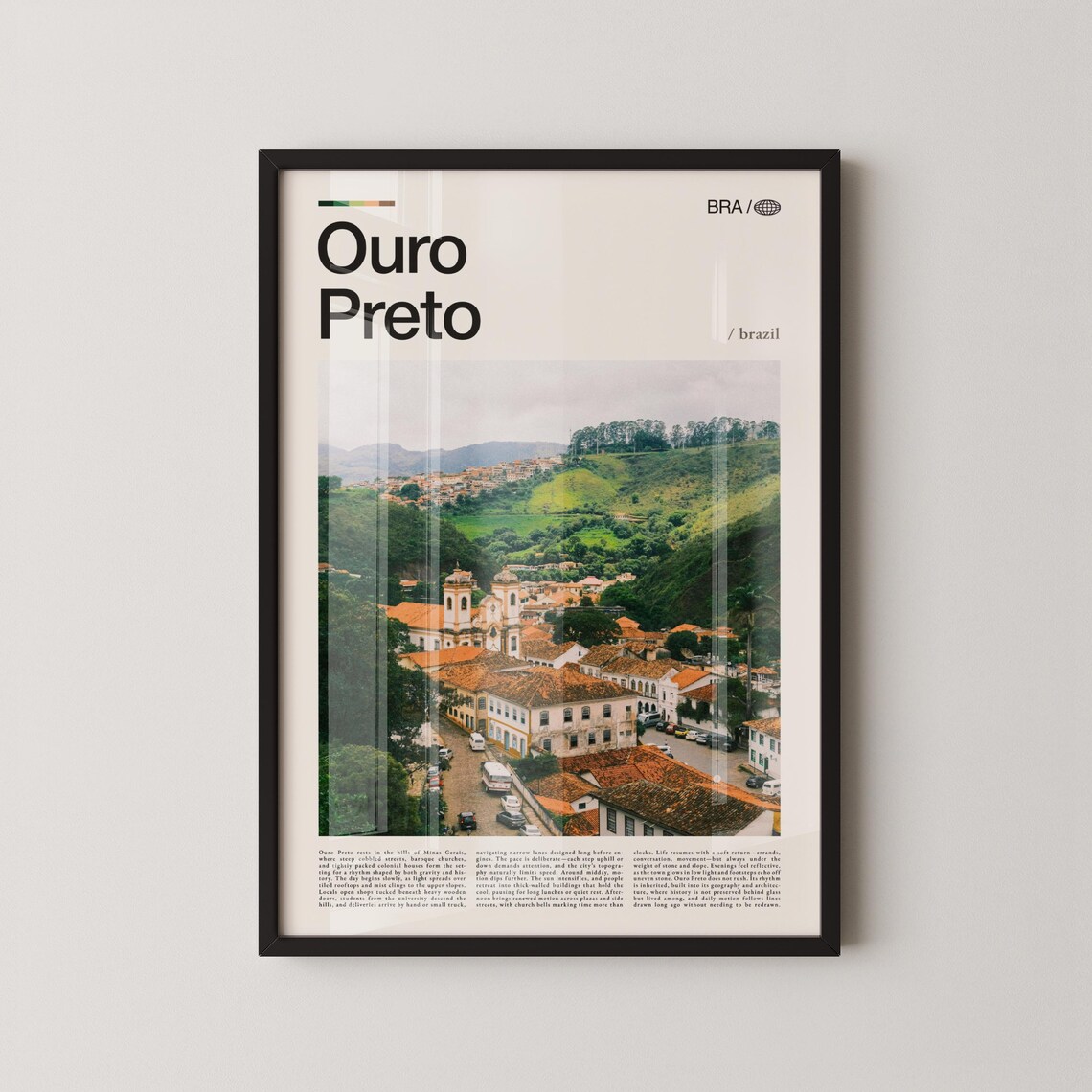Ouro Preto Brazil Historic Colonial Hill Town Photo Travel Poster