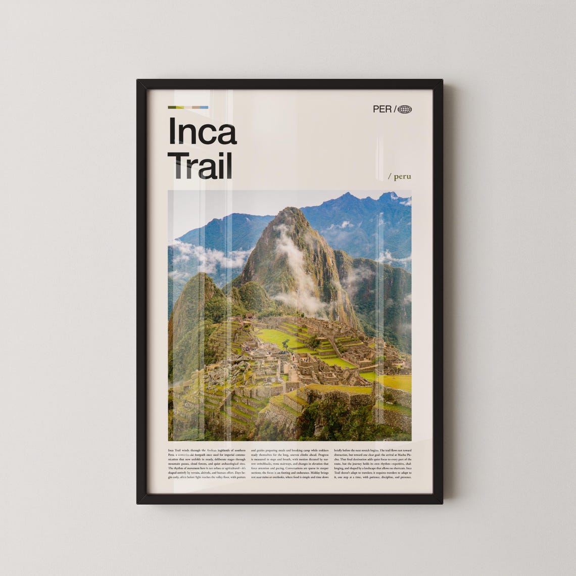 Inca Trail Print Wall Art Poster Peru Hiking Photography Andean Mountain Decor