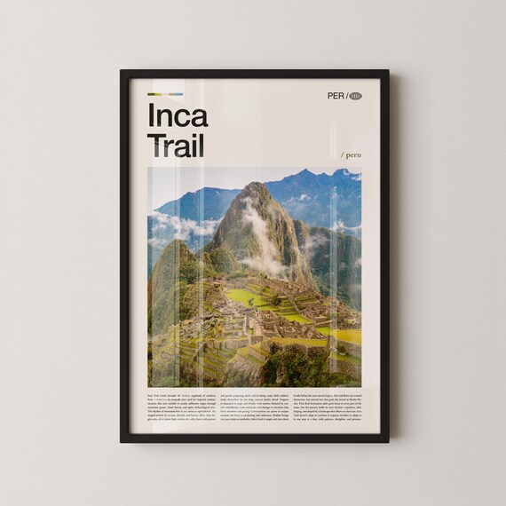 Inca Trail Peru Machu Picchu Mountain Ruins Travel Poster Art