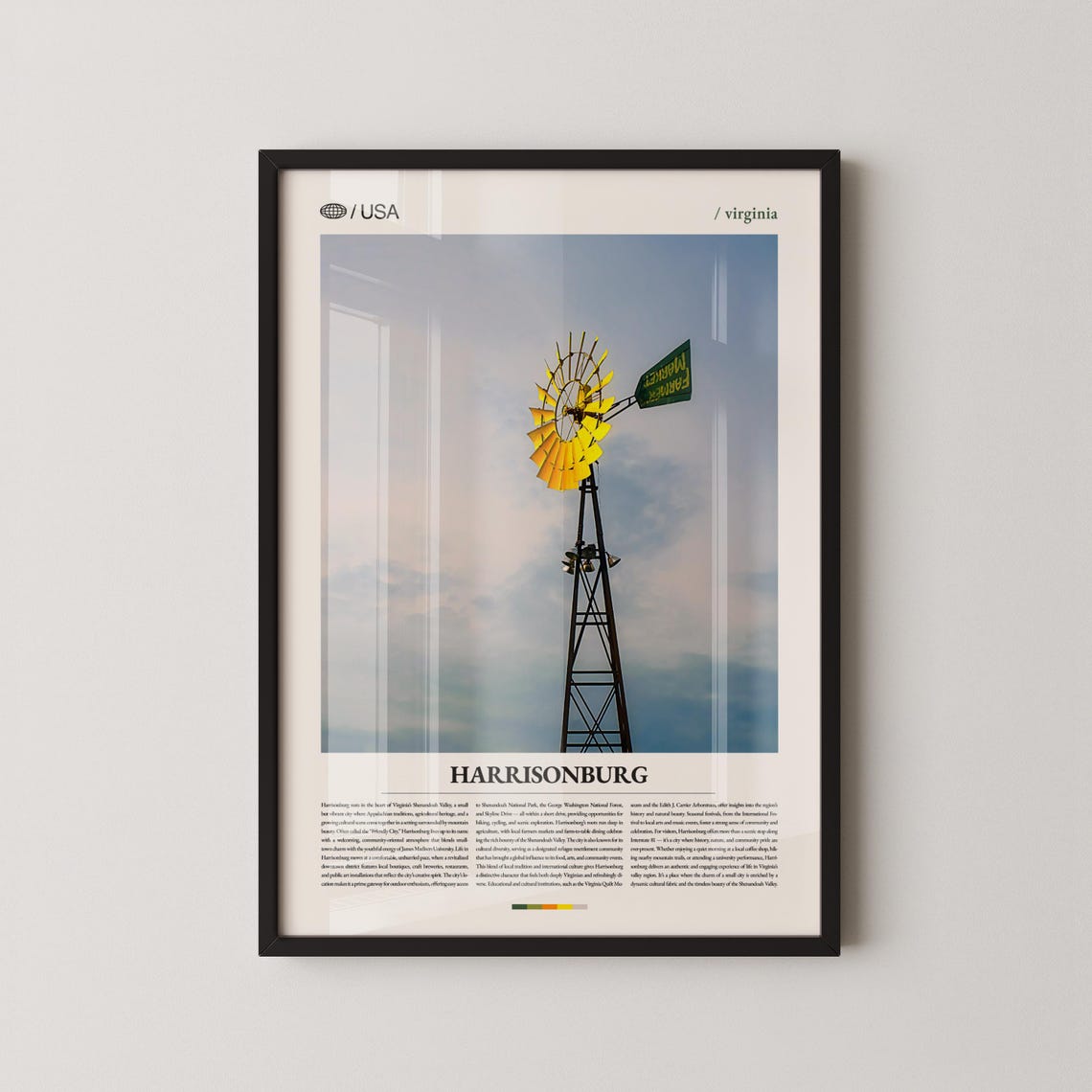 Harrisonburg Virginia Yellow Windmill Shenandoah Valley Rural Poster