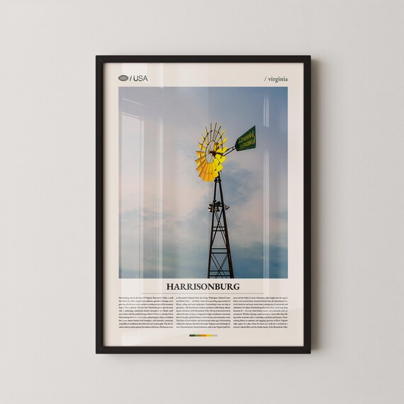 Harrisonburg Virginia Yellow Windmill Shenandoah Valley Rural Poster