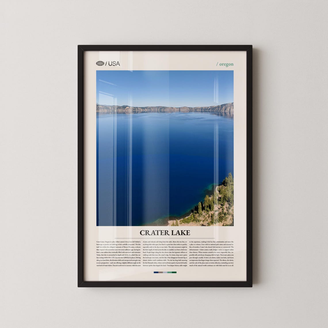 Crater Lake Oregon Deep Blue Water National Park Travel Poster