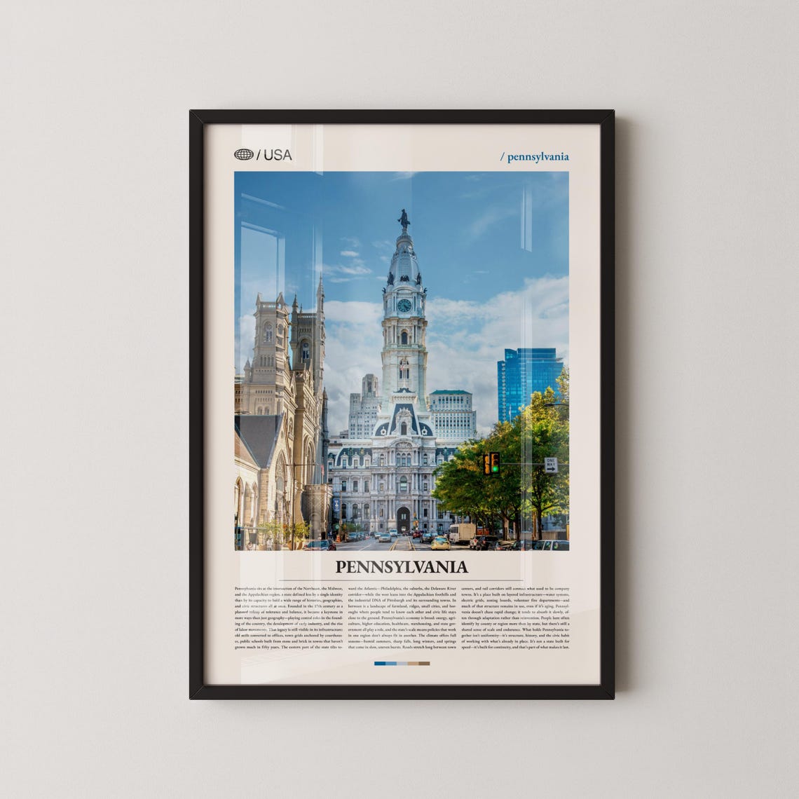 Pennsylvania Philadelphia City Hall Tower View Travel Poster
