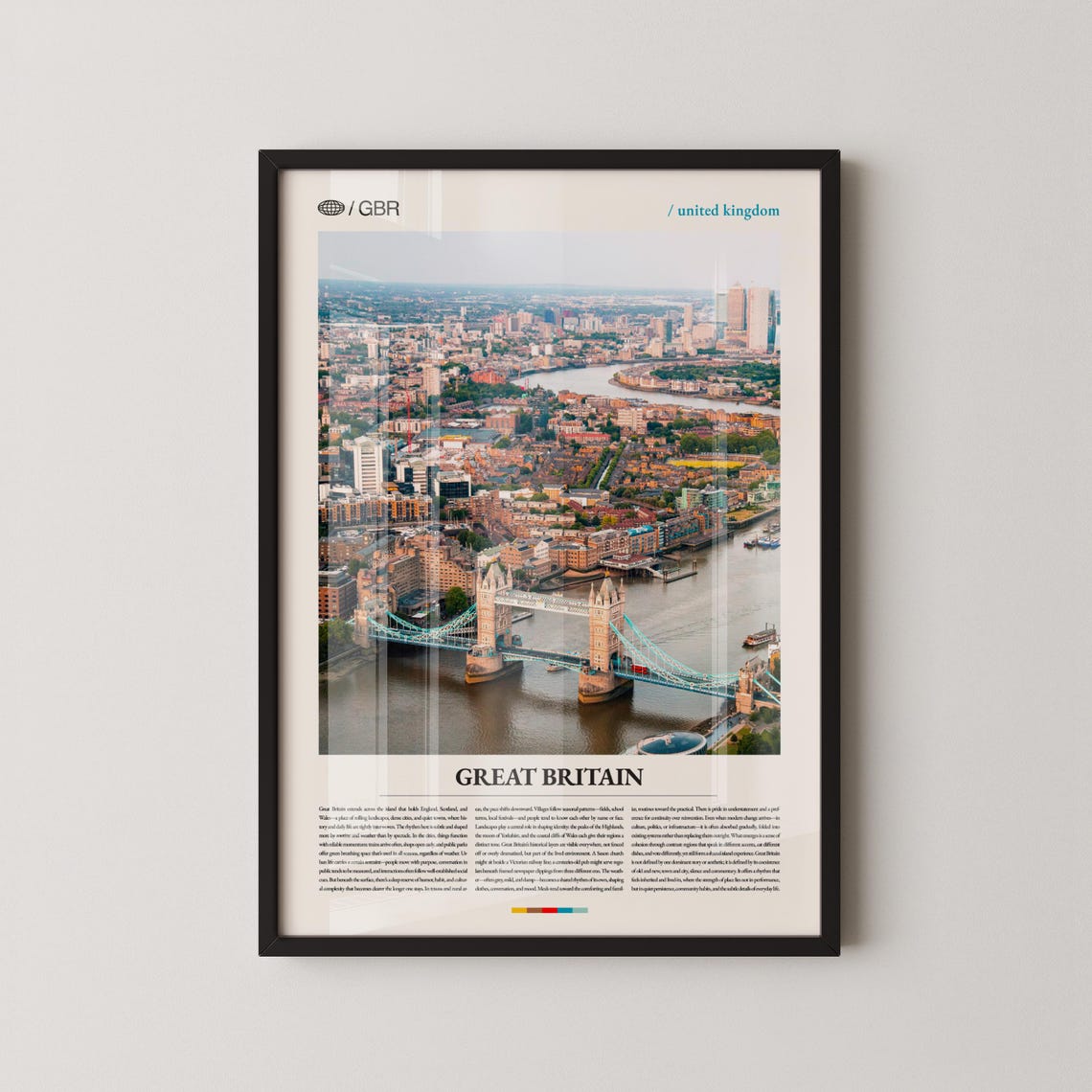 Great Britain Tower Bridge Thames Aerial Photo Travel Poster
