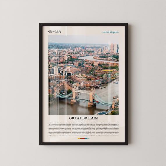 Great Britain Tower Bridge Thames Aerial Photo Travel Poster