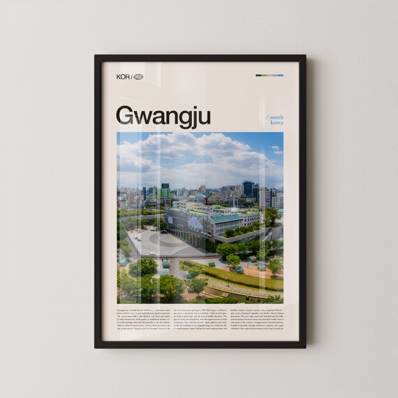 Gwangju South Korea Daytime City Plaza Skyline Photo Editorial Art Poster