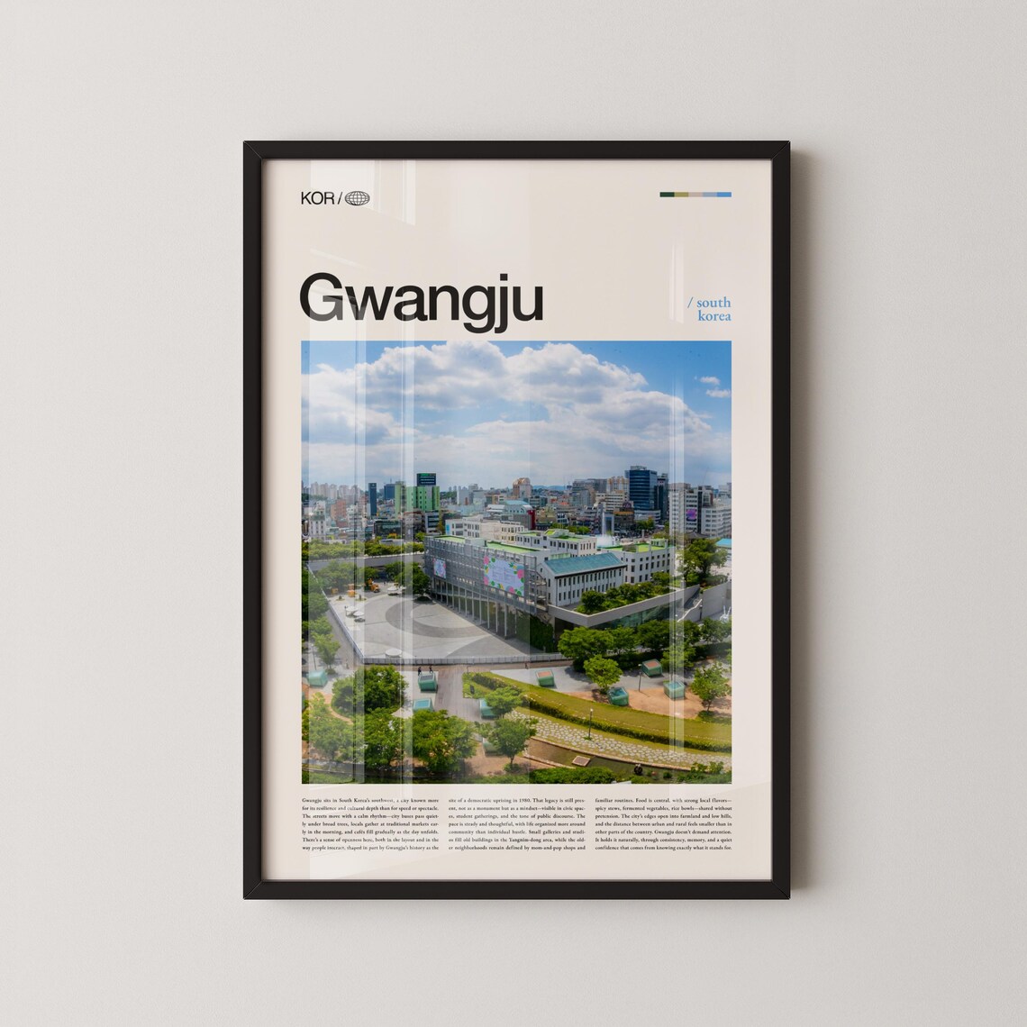 Gwangju South Korea Daytime City Plaza Skyline Photo Editorial Art Poster