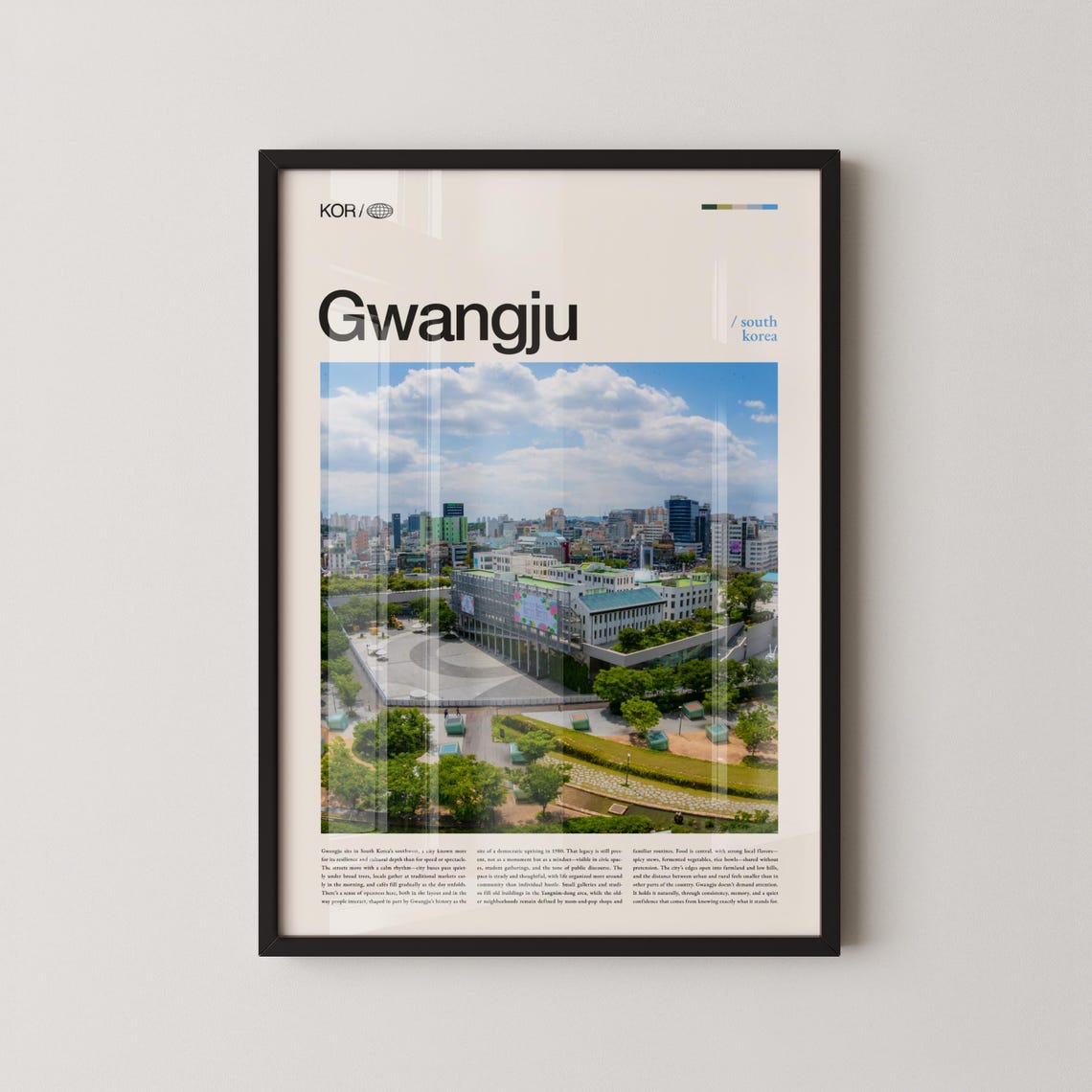 Gwangju South Korea Wall Art Vibrant Cityscape And Mudeungsan Sunset Print Poster Scenic East Asia Photography Urban Decor