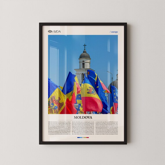 Moldova Europe Flags Church Landmark Cultural Travel Art Poster