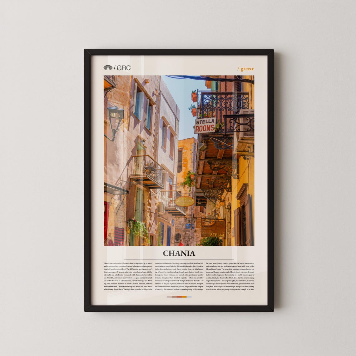 Chania Greece Old Town Street Balconies Travel Photography Poster