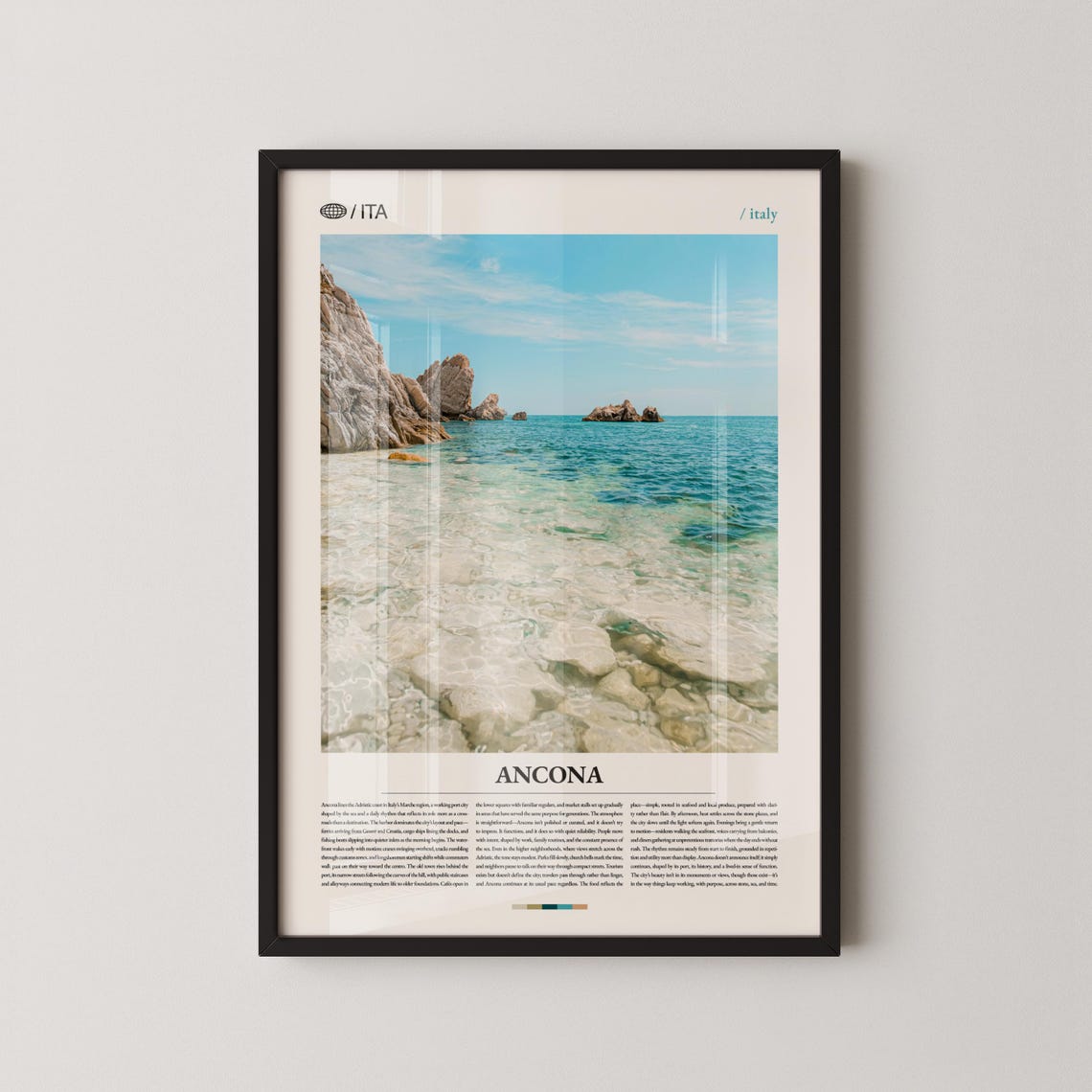 Ancona Italy Rocky Adriatic Beach Classic Typography Travel Poster