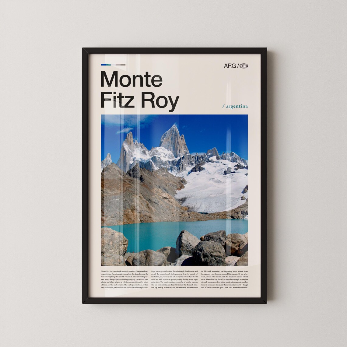 Monte Fitz Roy Argentina Patagonia Mountain Travel Photography Poster