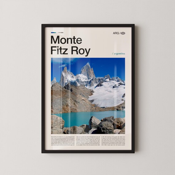 Monte Fitz Roy Argentina Patagonia Mountain Travel Photography Poster
