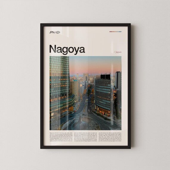Nagoya Japan Sunset Skyline Modern Cityscape Dusk Travel Poster