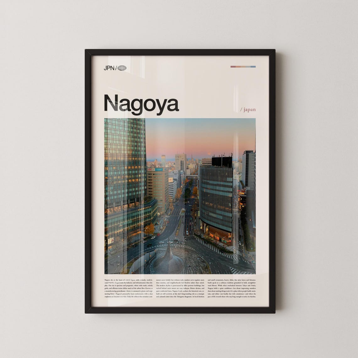 Nagoya Japan Sunset Skyline Modern Cityscape Dusk Travel Poster
