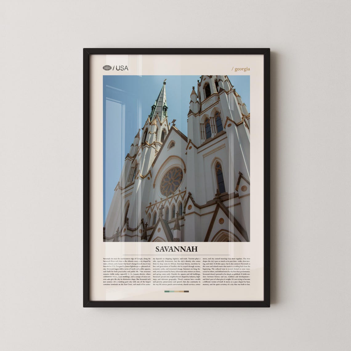 Savannah Georgia Historic Cathedral Twin Spires Travel Poster