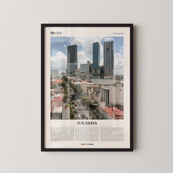 Surabaya Indonesia Downtown City Skyline Modern Travel Poster