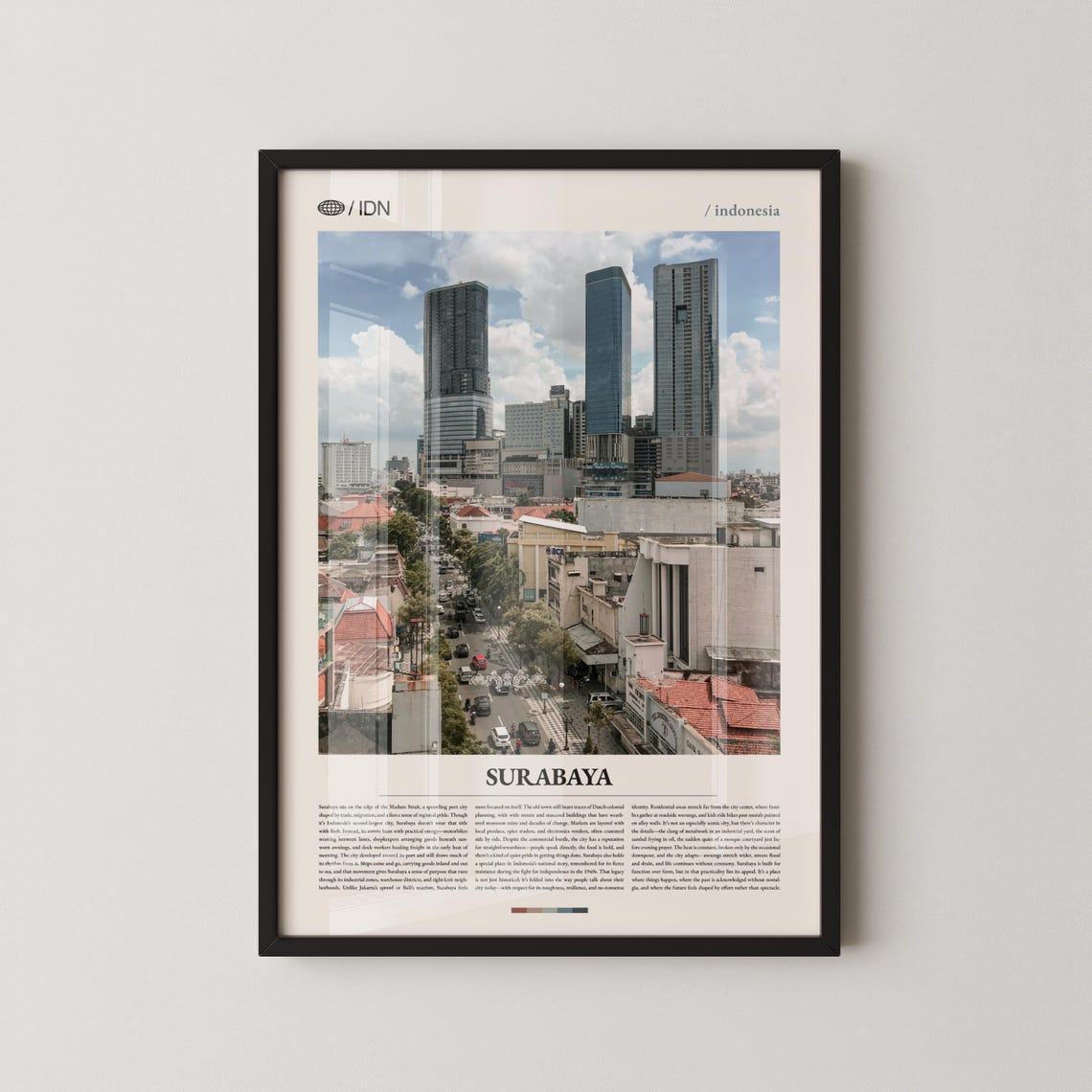 Surabaya Indonesia Downtown City Skyline Modern Travel Poster