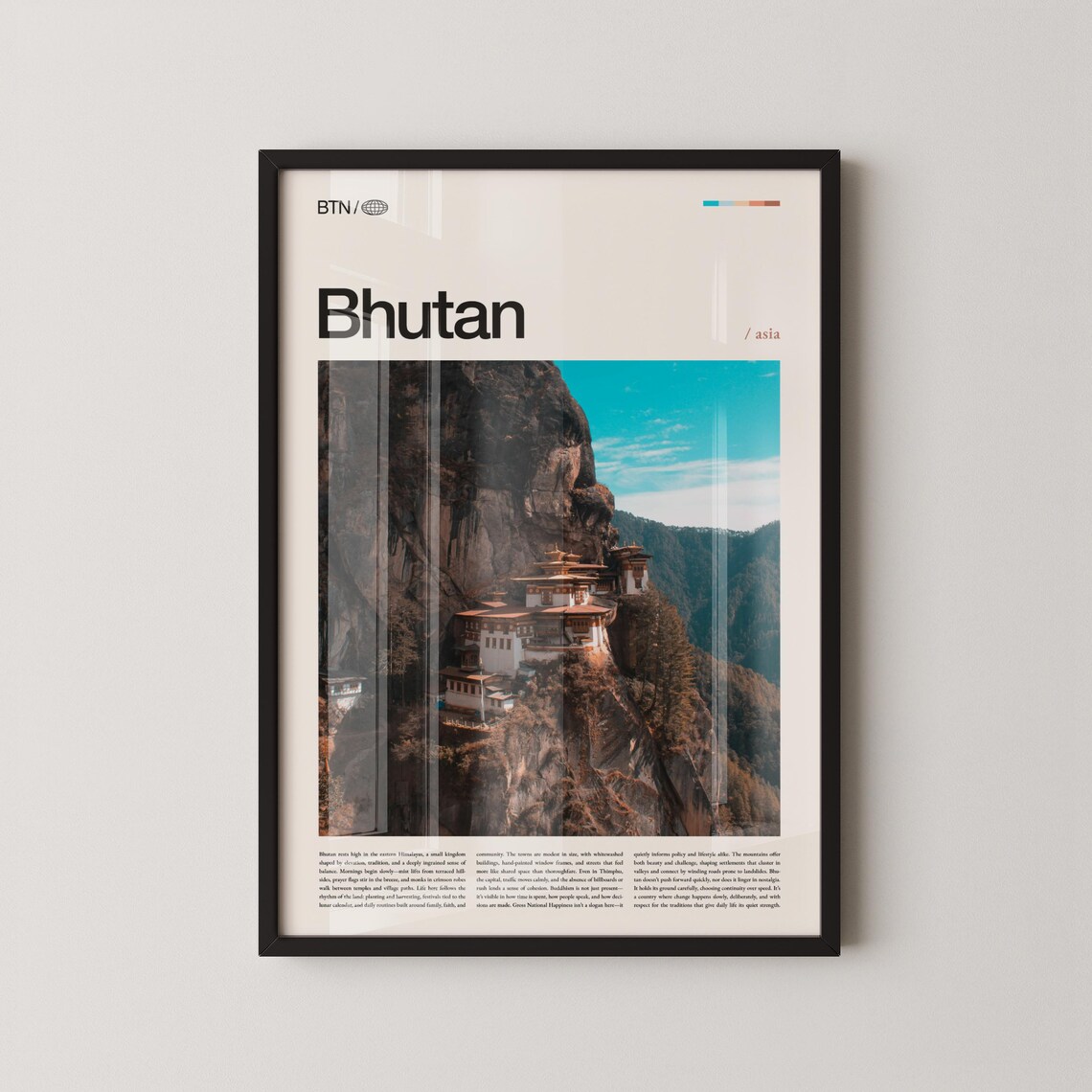 Bhutan Tiger's Nest Monastery Poster, Himalayan Cliff Travel Gift Art
