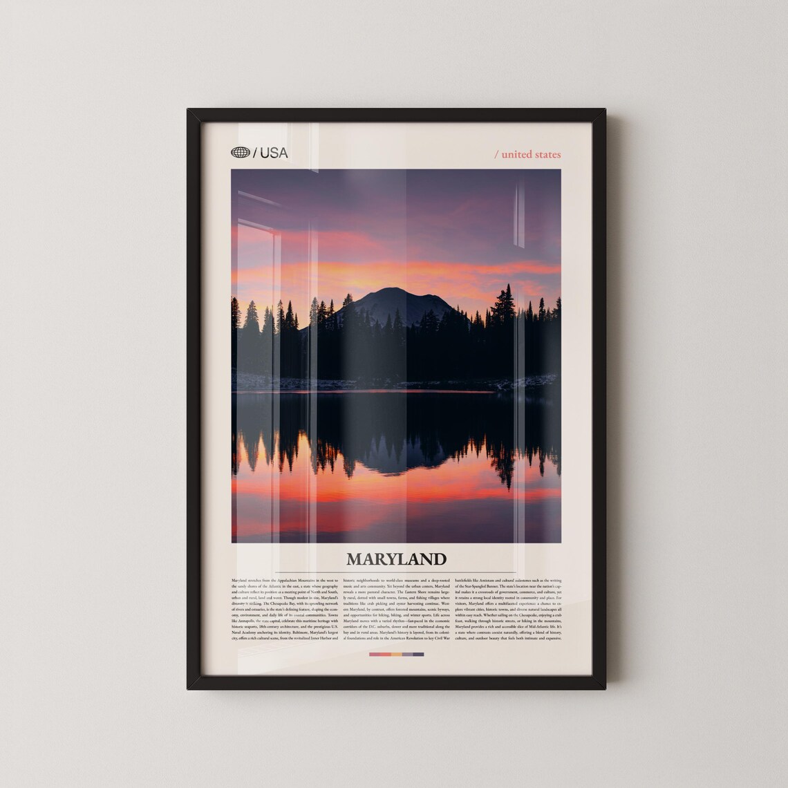 Maryland USA Pink Dawn Lake Reflection Landscape Photo Poster