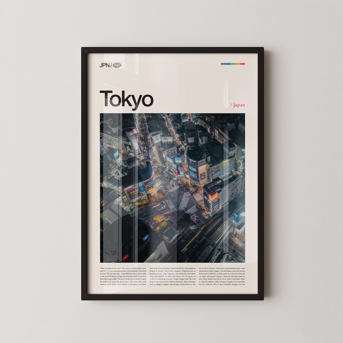 Tokyo Night Aerial Shibuya City Lights Japan Travel Poster Art