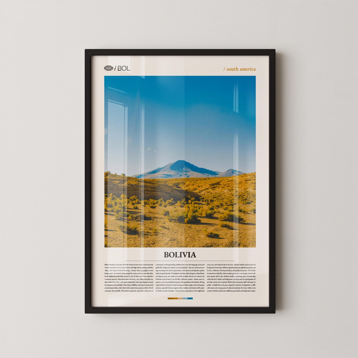 Bolivia Andean Volcano Golden Highlands Travel Photography Poster