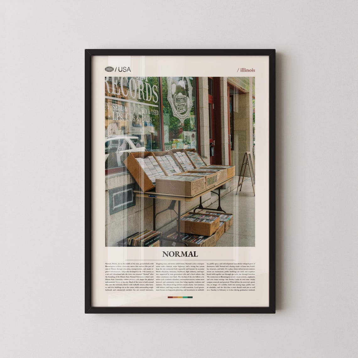 Normal Illinois Record Store Vinyl Bins Small Town Photo Poster