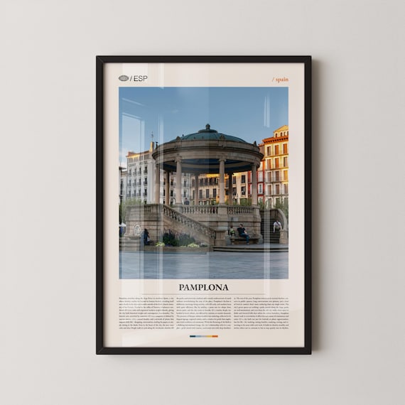 Pamplona Spain Plaza Kiosk Cityscape Travel Photography Poster