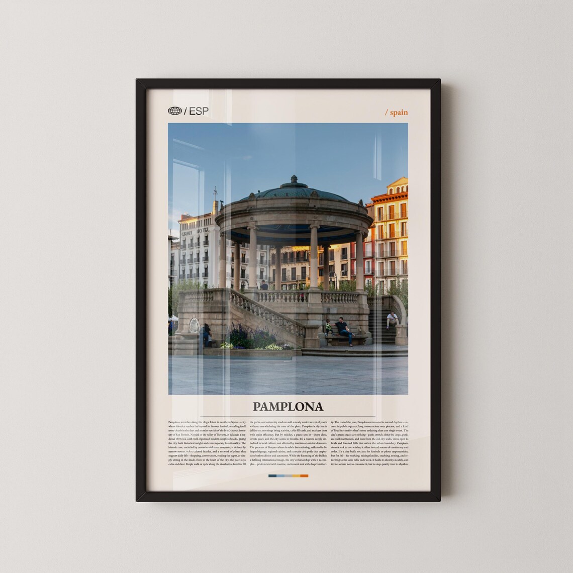 Pamplona Spain Plaza Kiosk Cityscape Travel Photography Poster