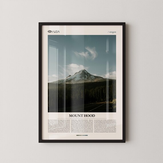 Mount Hood Oregon Snowy Volcano Cascade Range Scenic View Poster
