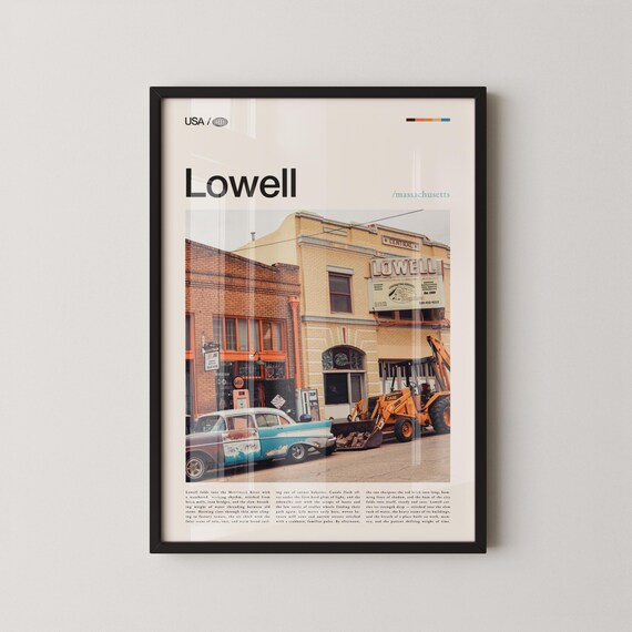 Lowell Massachusetts Editorial Travel Photo Poster Historic Downtown