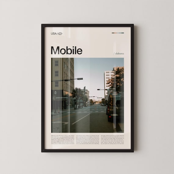 Mobile Alabama Downtown Street Scene Photography Travel Poster