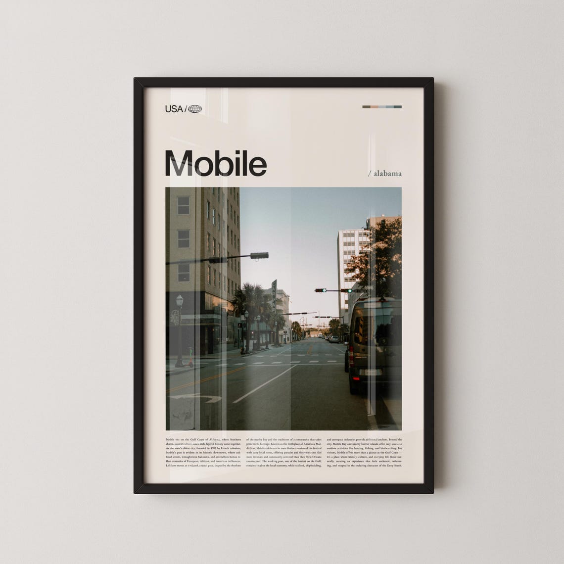 Mobile Alabama Downtown Street Scene Photography Travel Poster