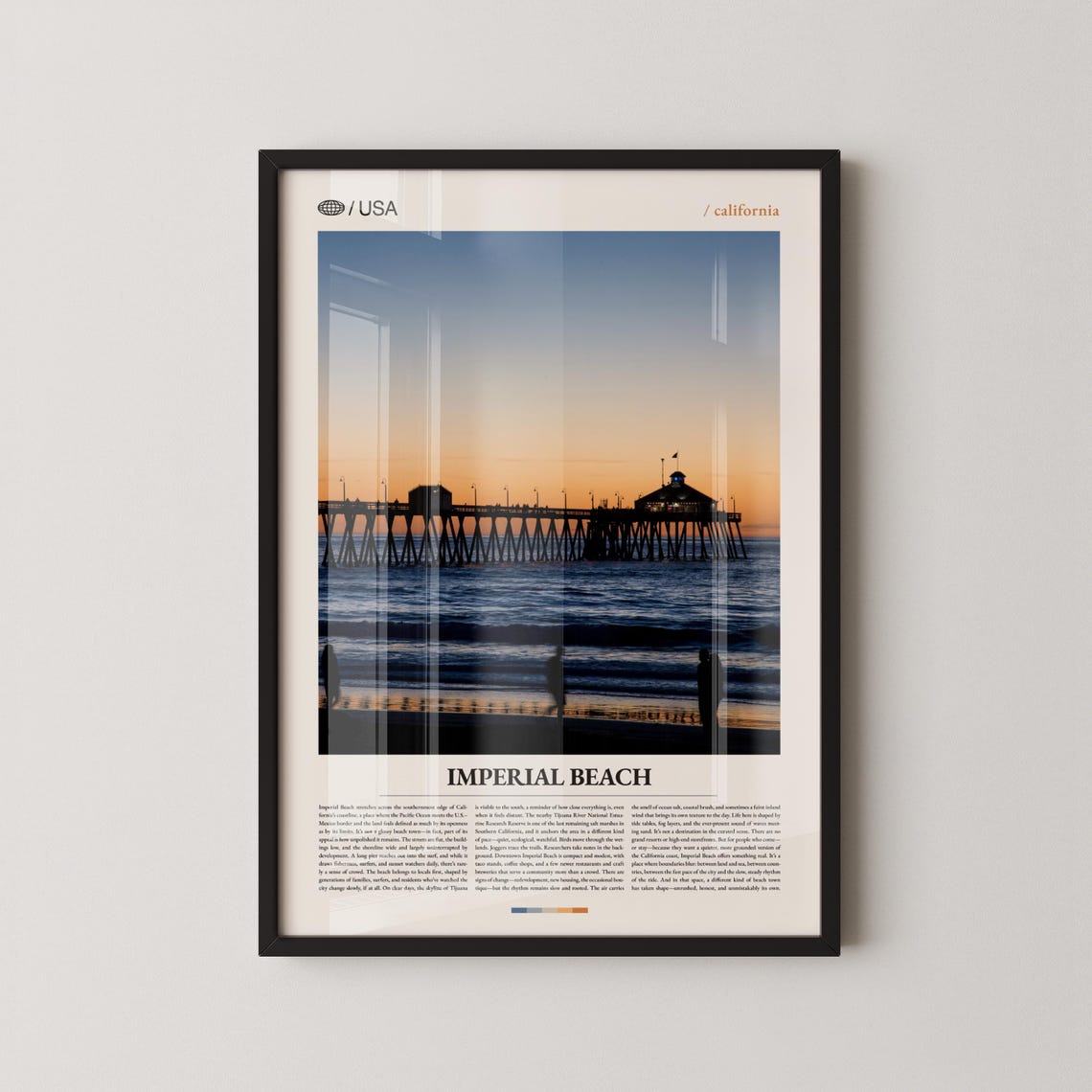 Imperial Beach California Golden Sunset Pier Photo Travel Poster
