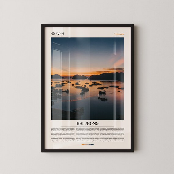 Hai Phong Vietnam Harbor Sunset Boats Photography Travel Poster