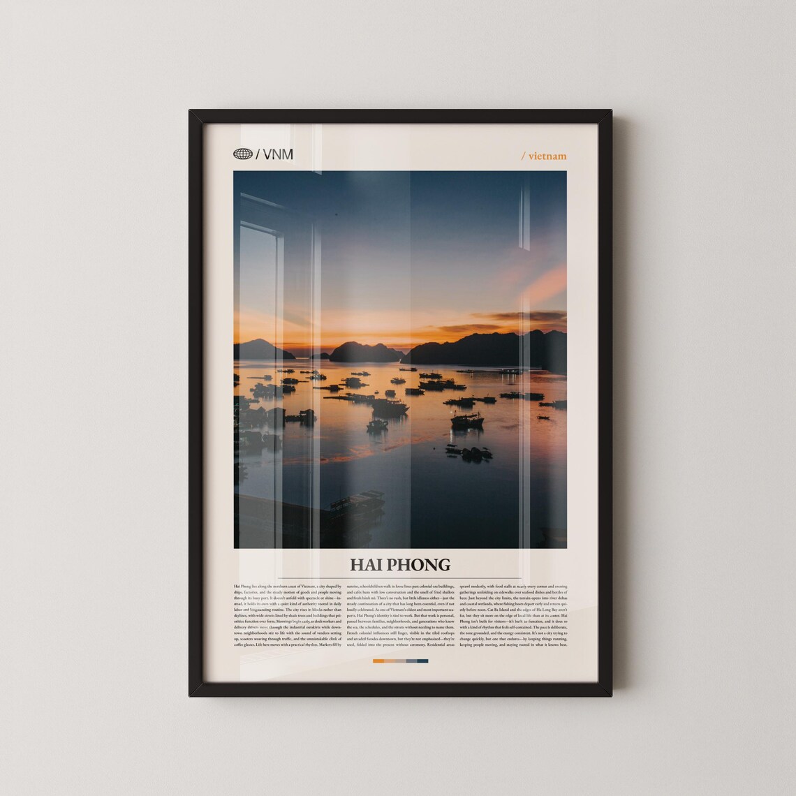 Hai Phong Vietnam Harbor Sunset Boats Photography Travel Poster