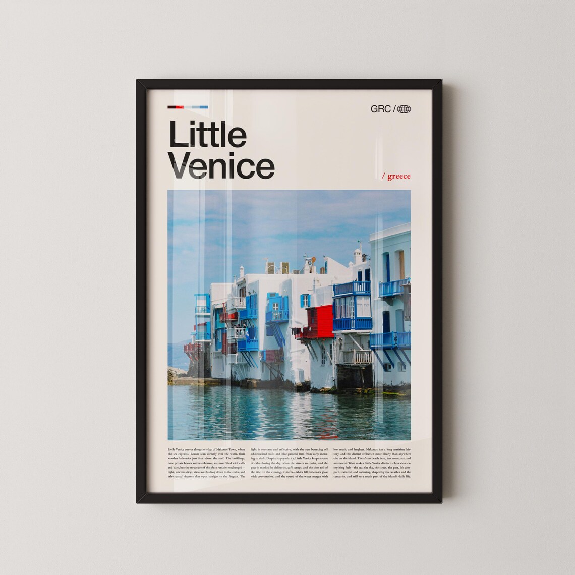 Little Venice Greece Waterfront Mykonos Island Travel Poster