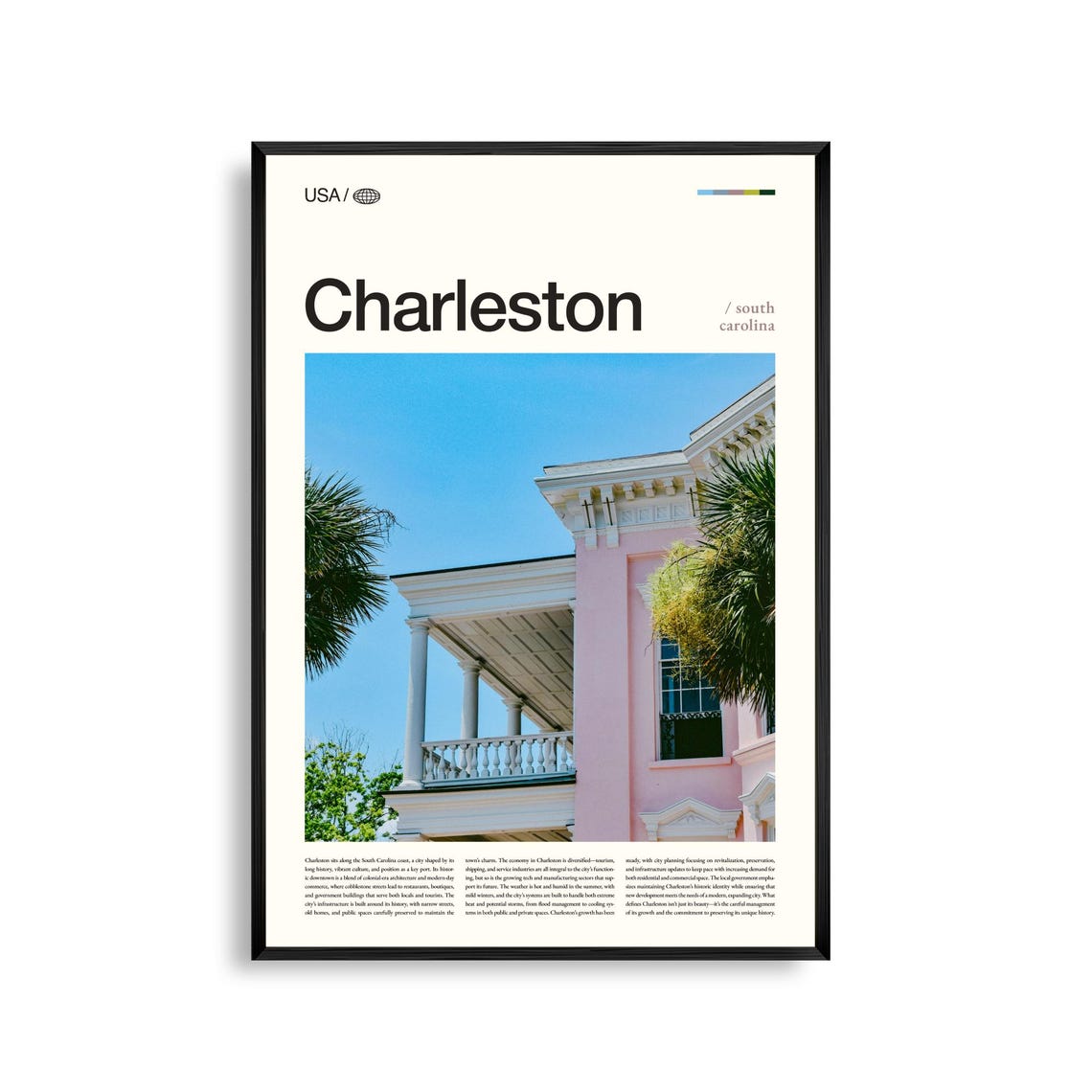 Charleston South Carolina Historic Downtown Travel Photo Art Poster