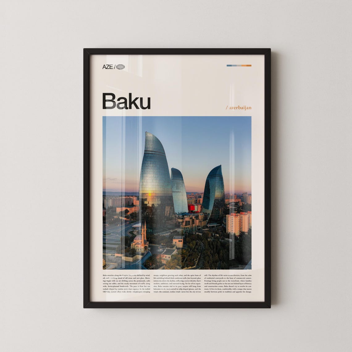 Baku Azerbaijan Wall Art Caspian Sea Cityscape Photography Print Poster Scenic Urban Decor Caucasus Travel Artwork