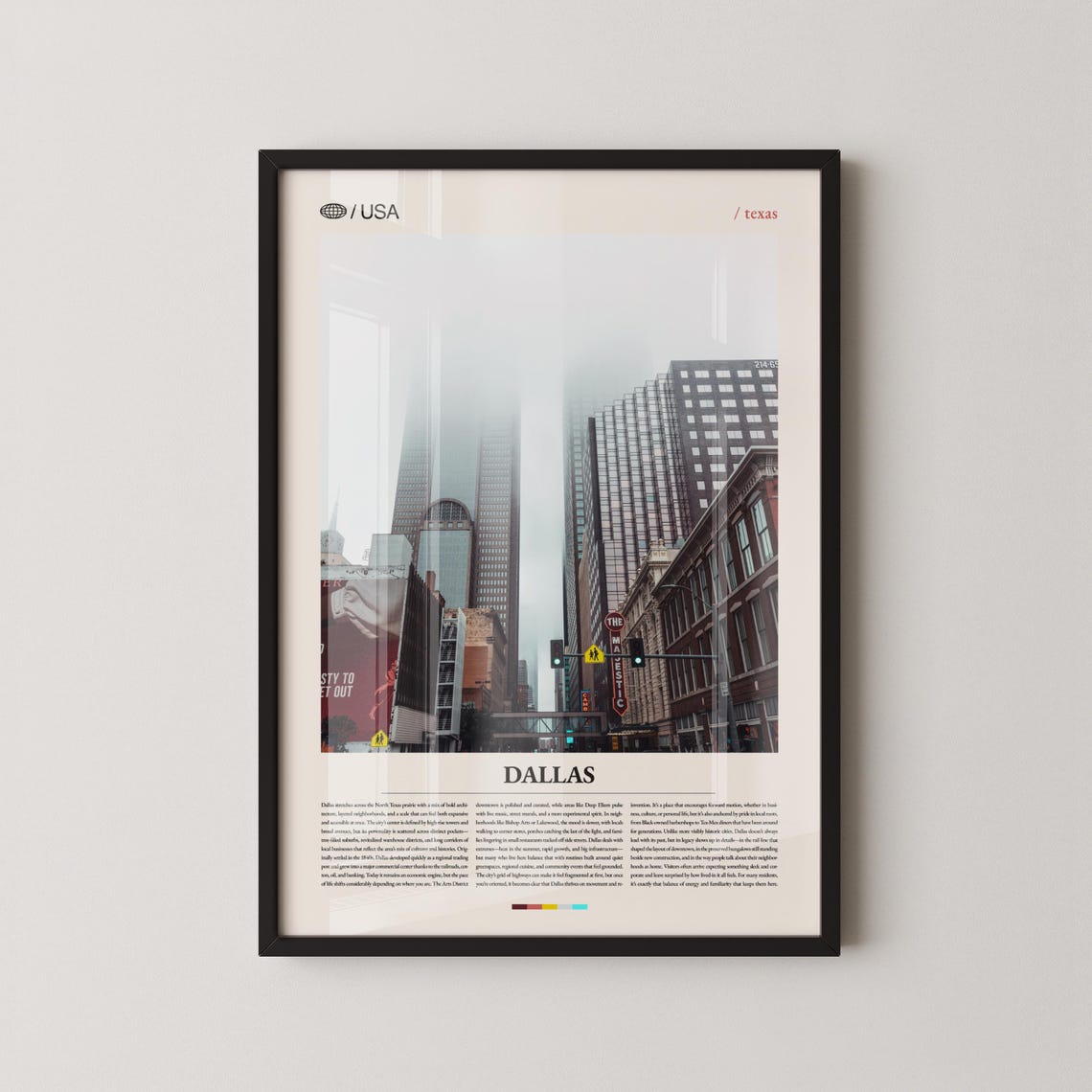 Downtown Dallas Texas Street Level Photography Travel Poster