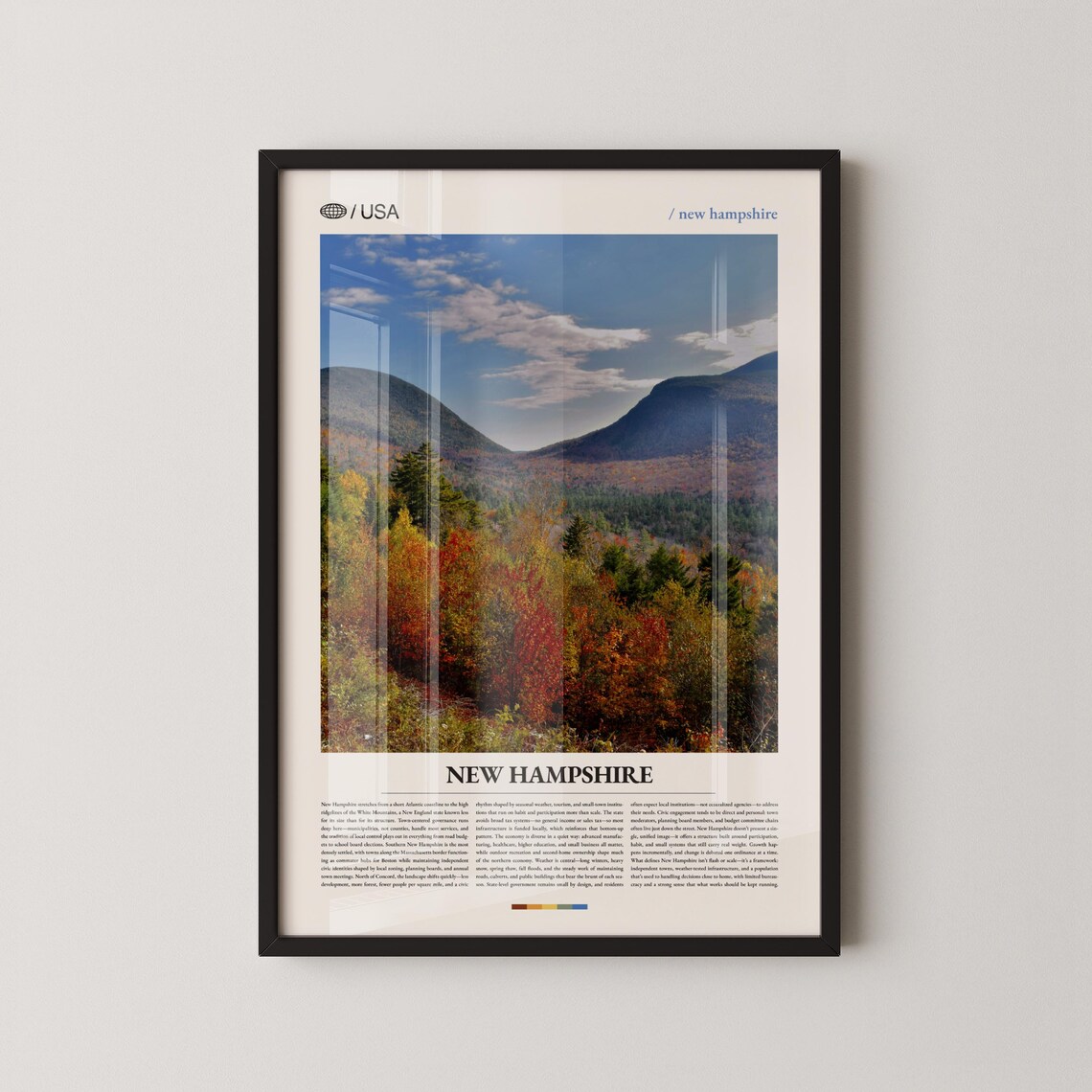 New Hampshire Fall Foliage Mountain Valley Travel Photo Poster